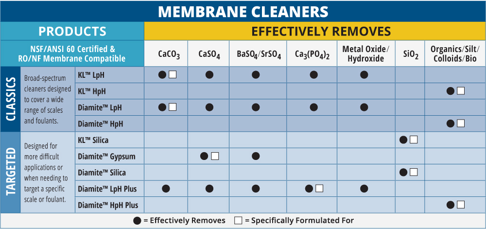 Membrane Cleaners Product Selection